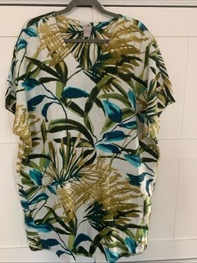 Chico’s Linen Dress Palm Print Chico’s Size 3 or 16